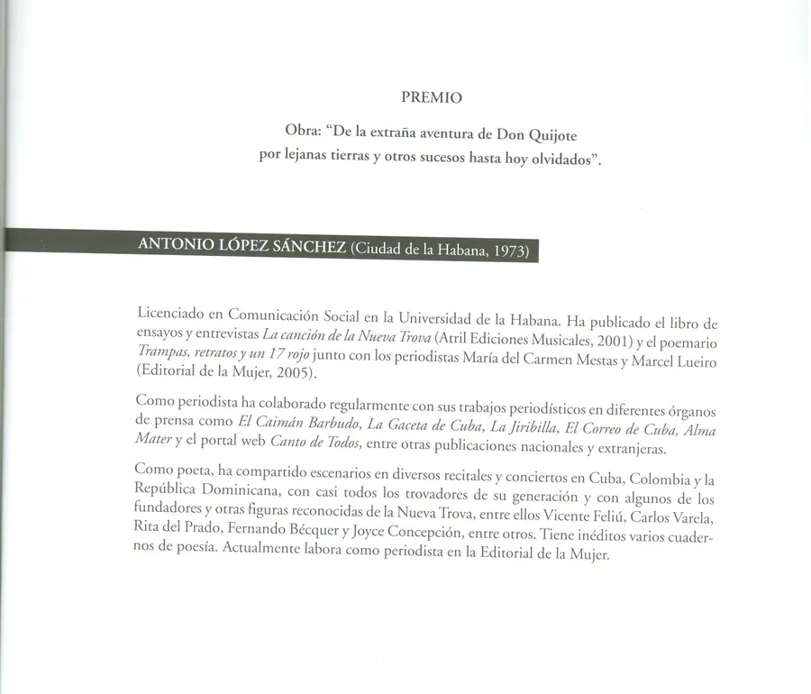 Del premio Reescribir El Quijote en Cuba